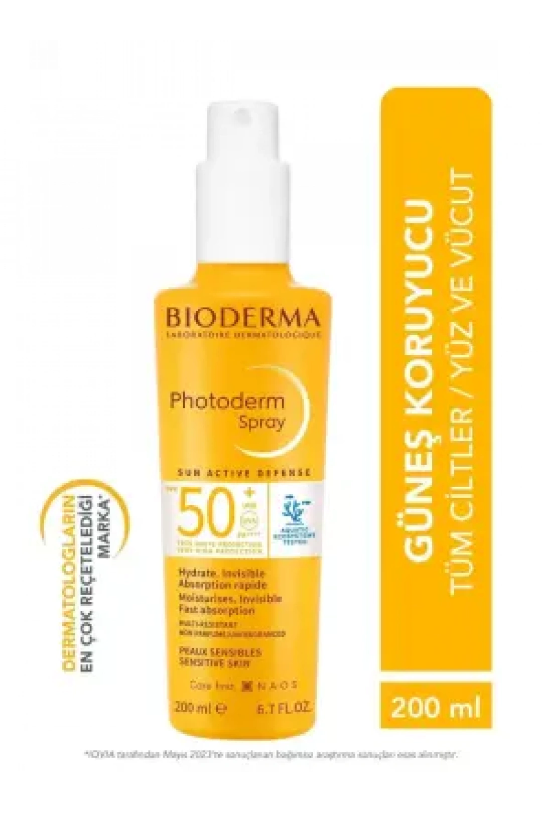 Outlet - Bioderma Photoderm SPF 50+ Tüm Ciltler için Sprey Form Yüksek Korumalı Güneş Kremi 200 ml