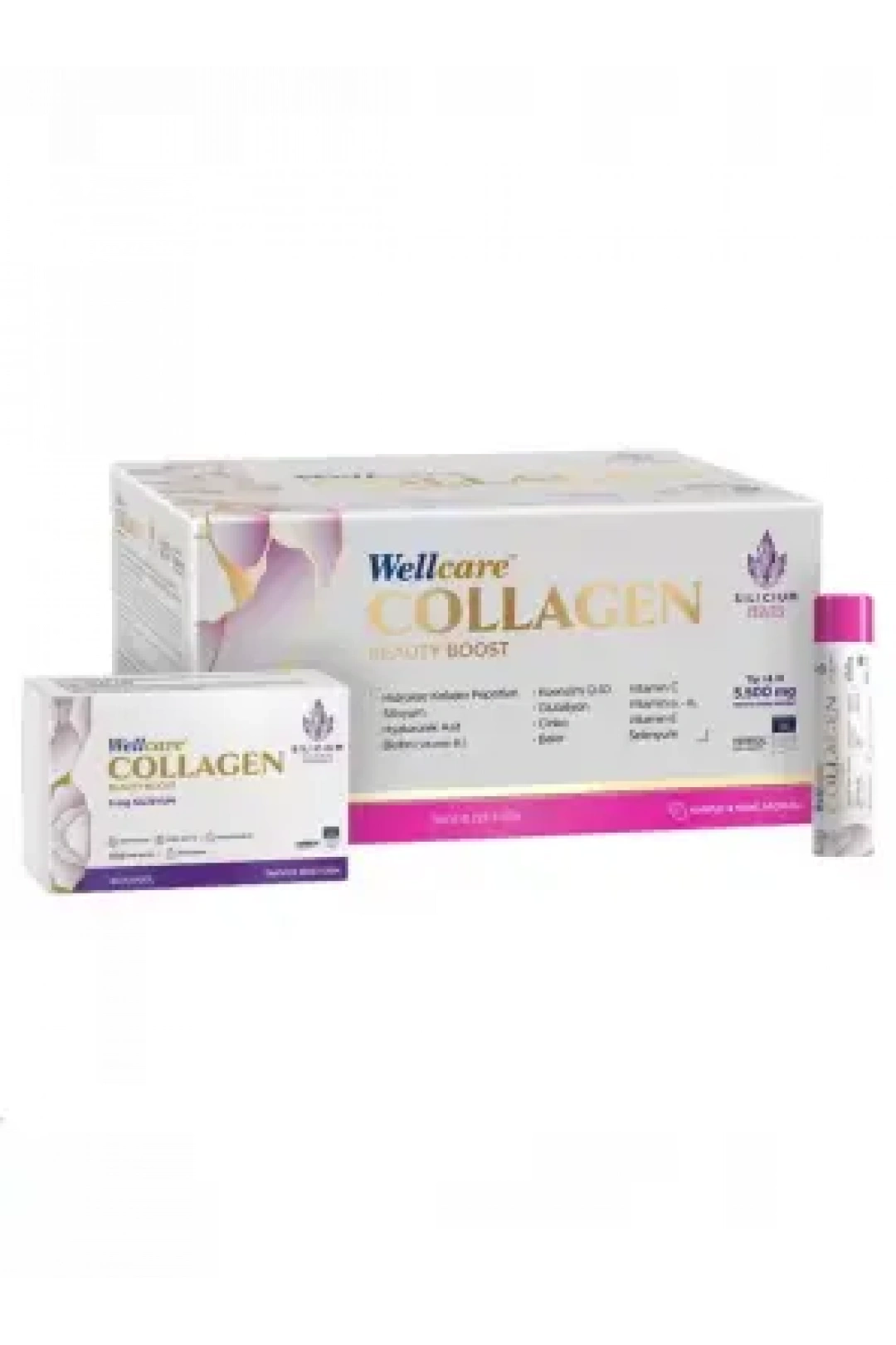 Outlet - Wellcare Collagen Beauty Boost Plus - Karpuz & Nane Aromalı - 5500 mg Likit Form 40mlx30Shot & 30 Kapsül