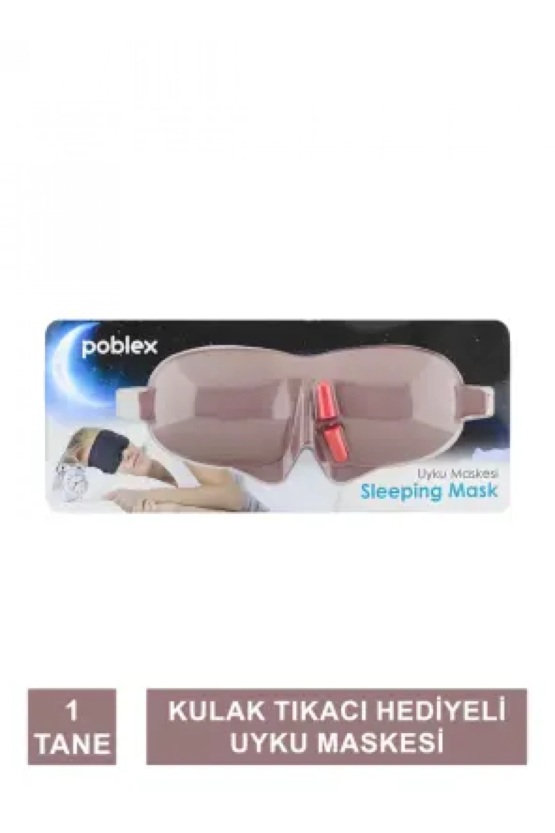 Poblex Uyku Maskesi Kahverengi - Kulak Tıkacı HEDİYE