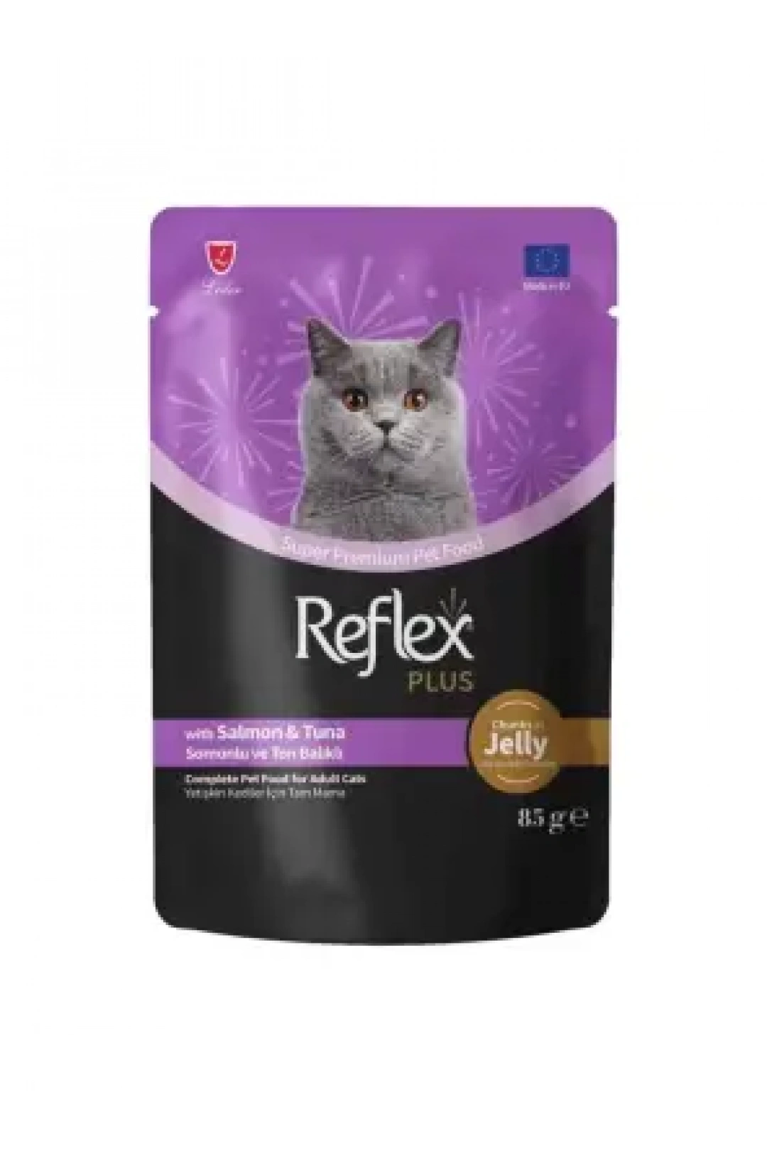 Reflex Plus Jöle İçinde Et Parçacıklı Somonlu&Ton Balıklı Yetişkin Kedi Maması 85 G