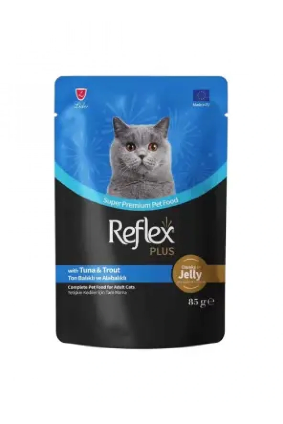Reflex Plus Jöle İçinde Et Parçacıklı Ton Balıklı&Alabalıklı Yetişkin Kedi Maması 85 G