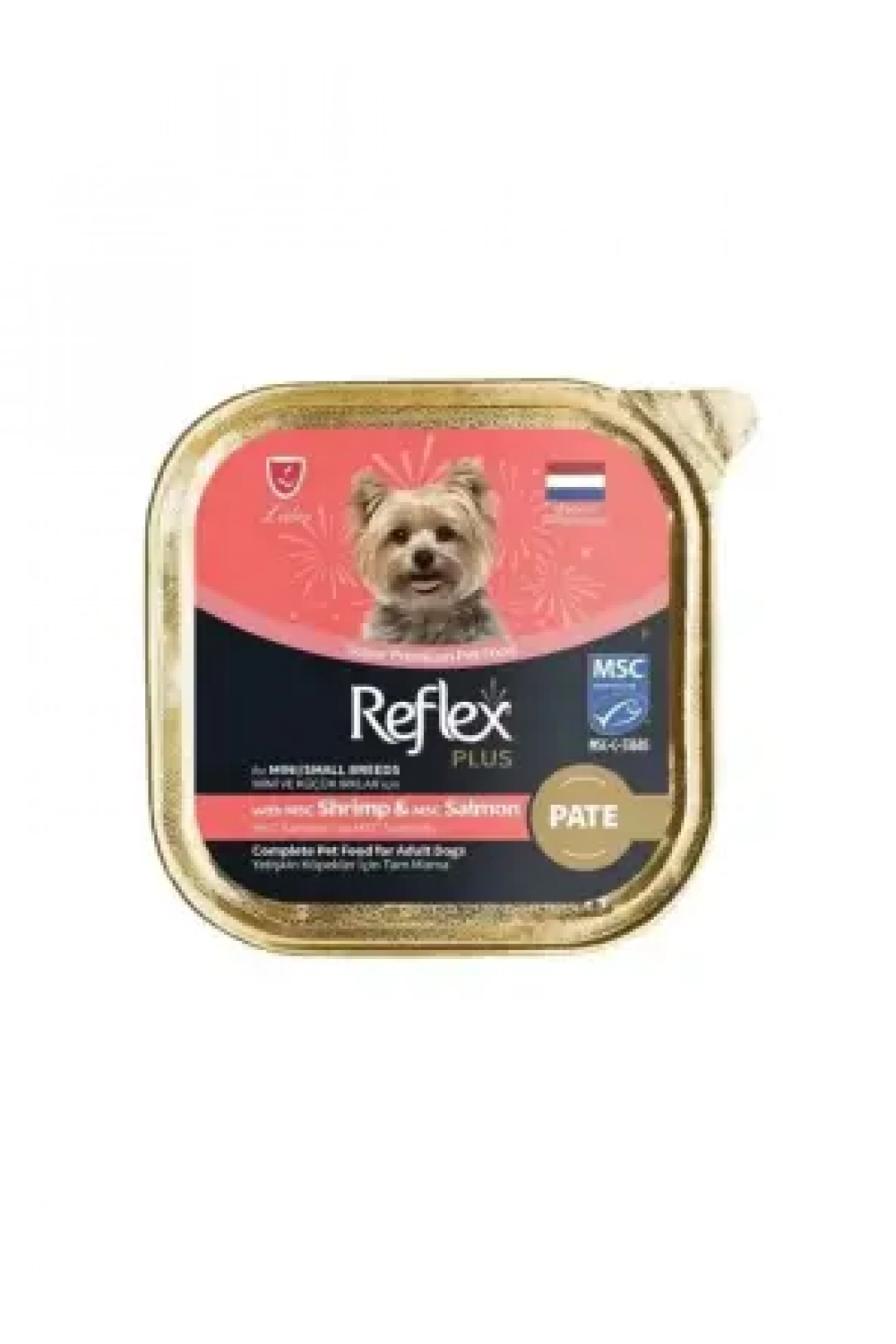 Reflex Plus Pate Msc Karidesli Ve Msc Somonlu Mini Ve Küçük Irklar İçin Yetişkin Köpek Maması 85 G