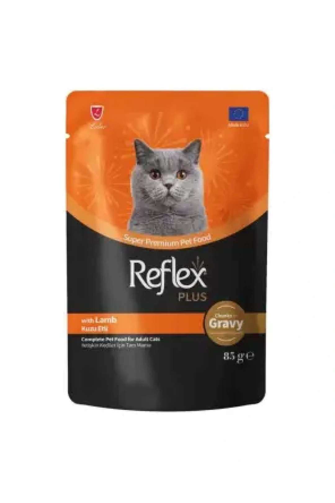 Reflex Plus Sos İçinde Et Parçacıklı Kuzu Etli Yetişkin Kedi Maması 85 G