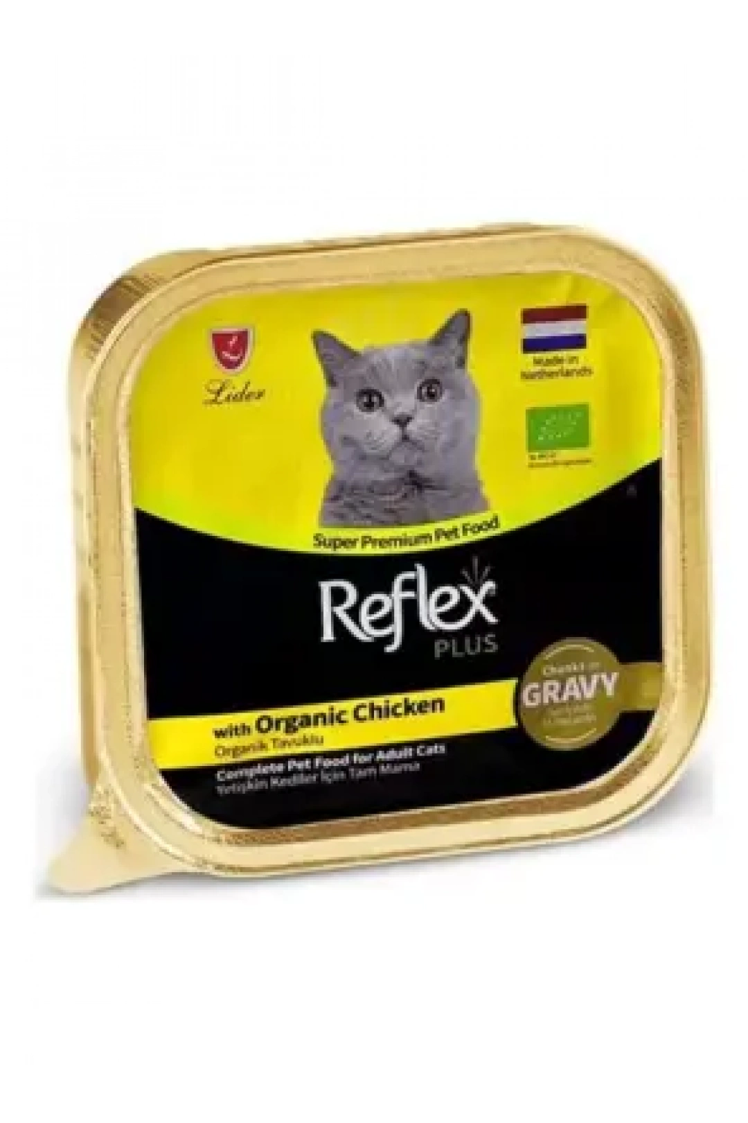 Reflex Plus Sos İçinde Et Parçacıklı Organik Tavuklu Yetişkin Kedi Maması 85 G