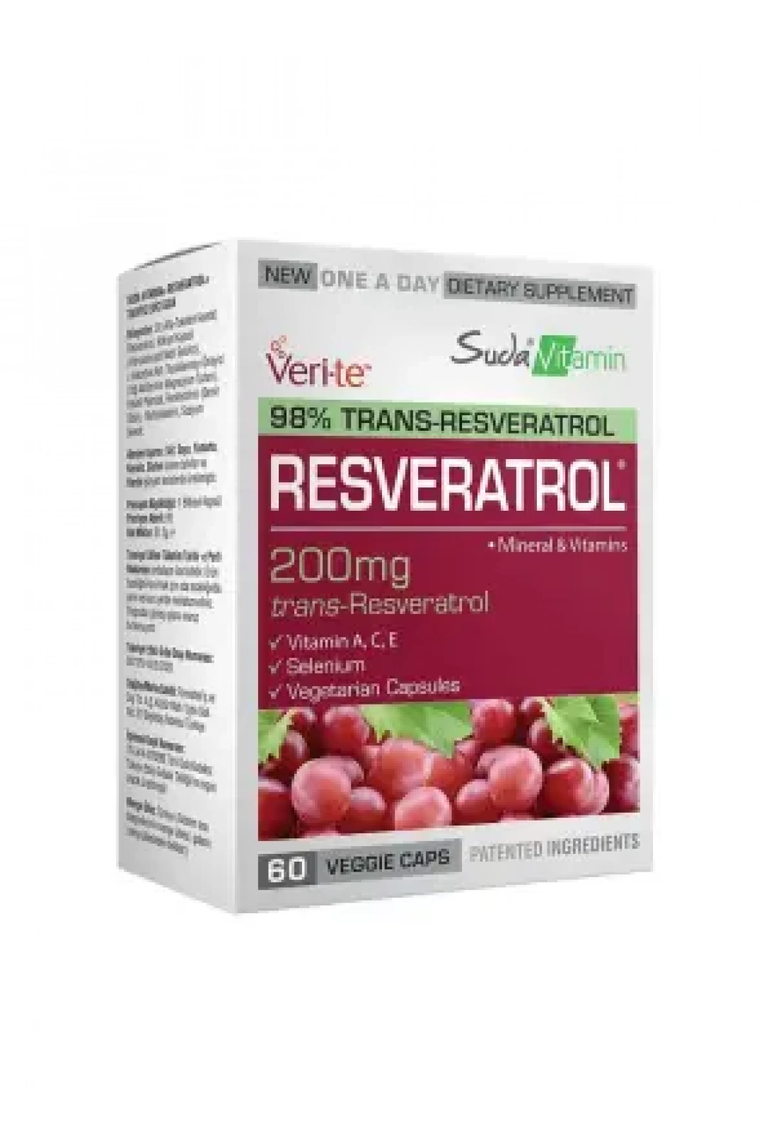 Suda Vitamin Resveratrol 200 mg 60 Vegi Kapsül