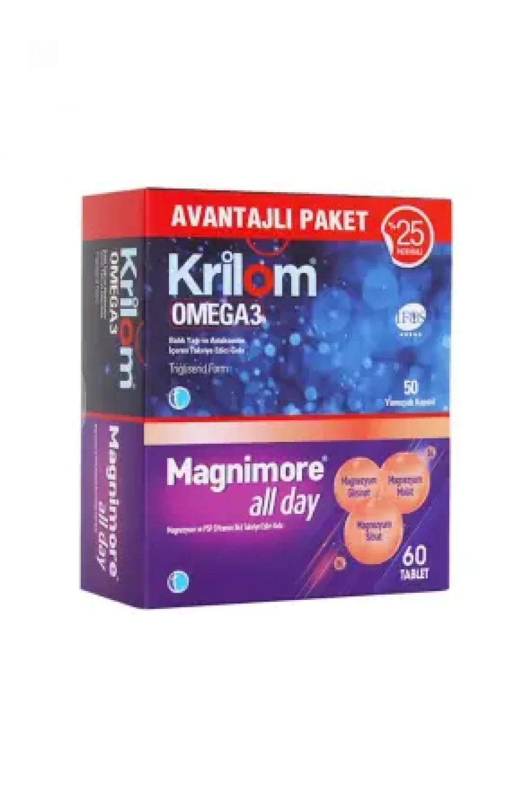 Tab İlaç Krilom Omega 3 50 Kapsül + Magnimore All Day 60 Tablet | Avantajlı Paket