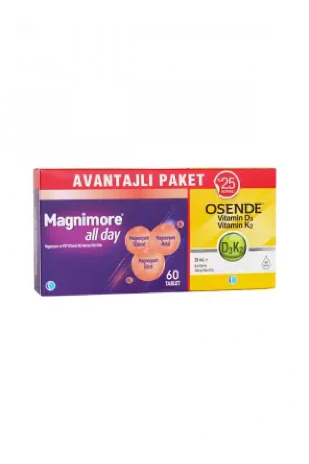 Tab İlaç Magnimore All Day 60 Tablet + Osende D3K2 20 ml Damla | Avantajlı Paket