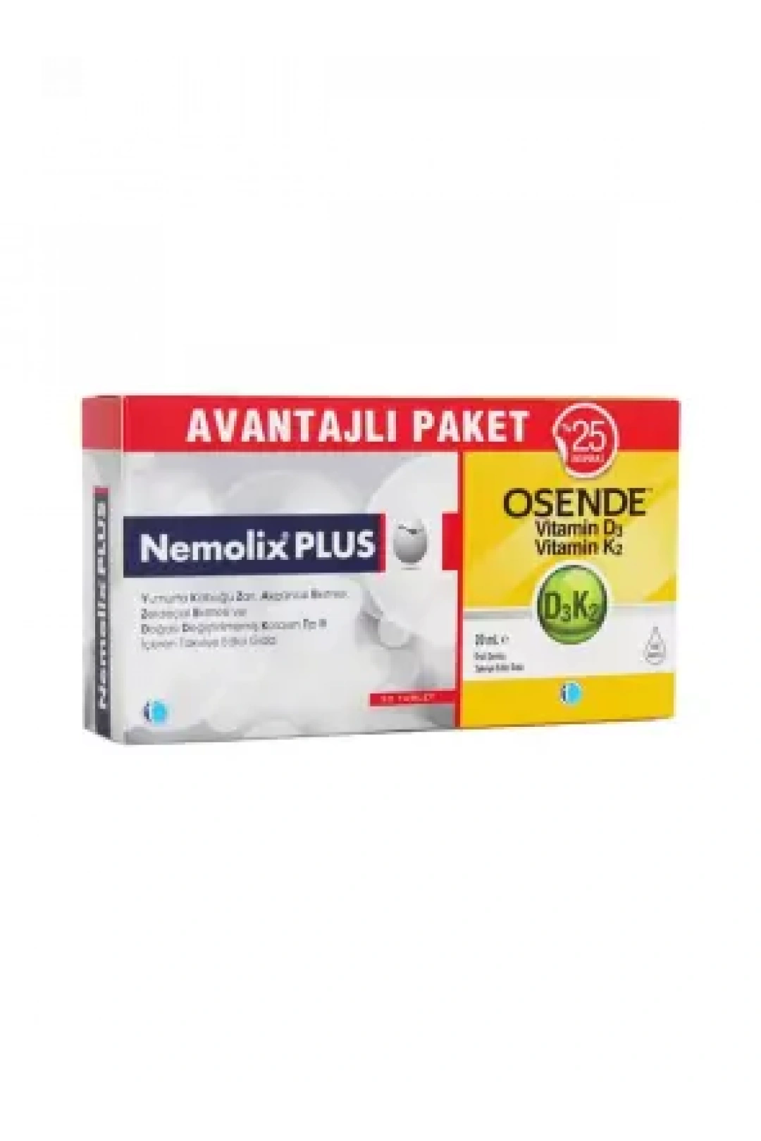 Tab İlaç Nemolix Plus 30 Tablet + Osende D3K2 20ml Damla | Avantajlı Paket