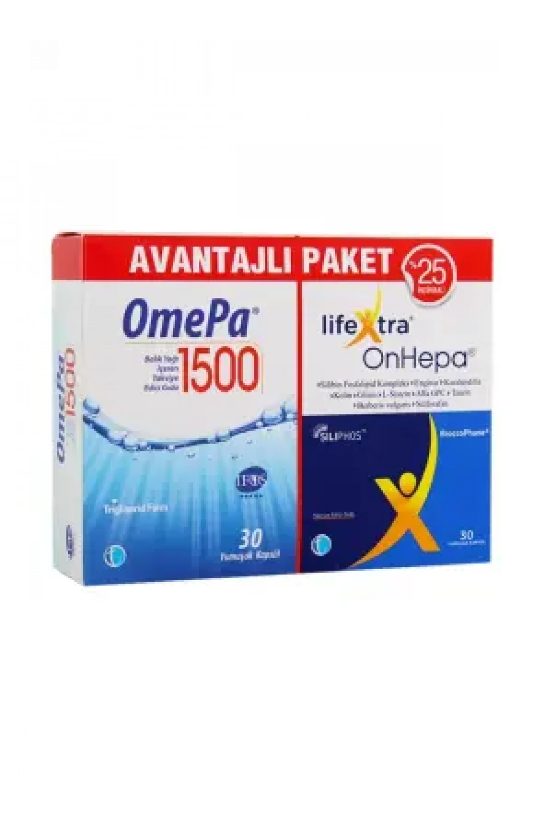 Tab İlaç OmePa 1500 30 Kapsül + LifeXtra OnHepa 30 Kapsül | Avantajlı Paket