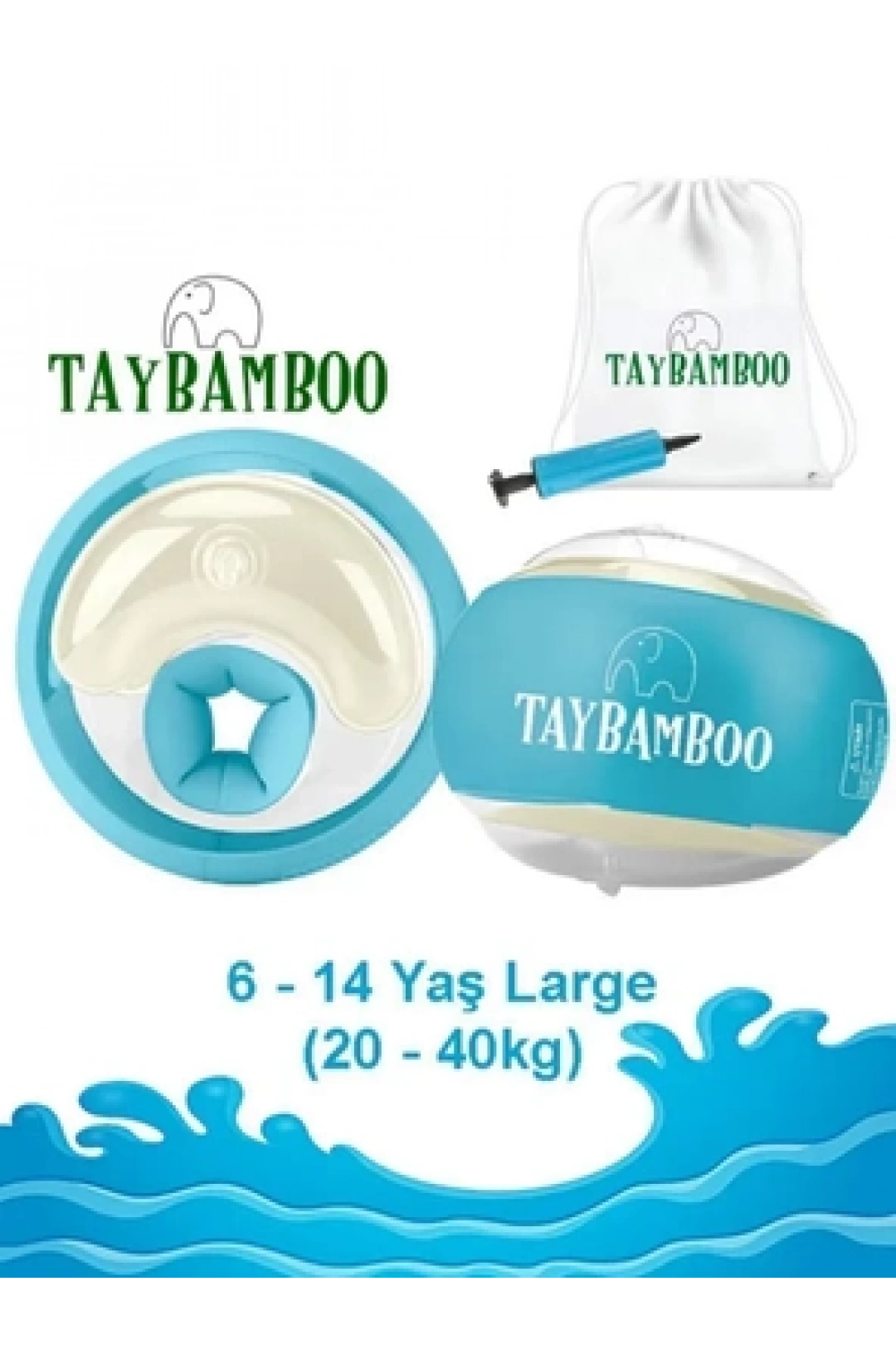 Taybamboo Classıcs Yuvarlak Üç Hava Odalı Yüzme Yardımcısı Kolluk - Mavi - Large (6-14 Yaş 19-40kg)