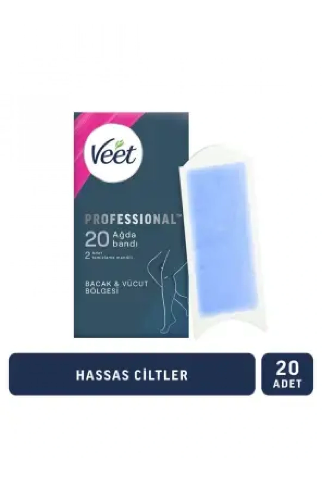 Veet Professional Sir Ağda Bandı Hassas Ciltler İçin - Bacak & Vücut - 20 Adet