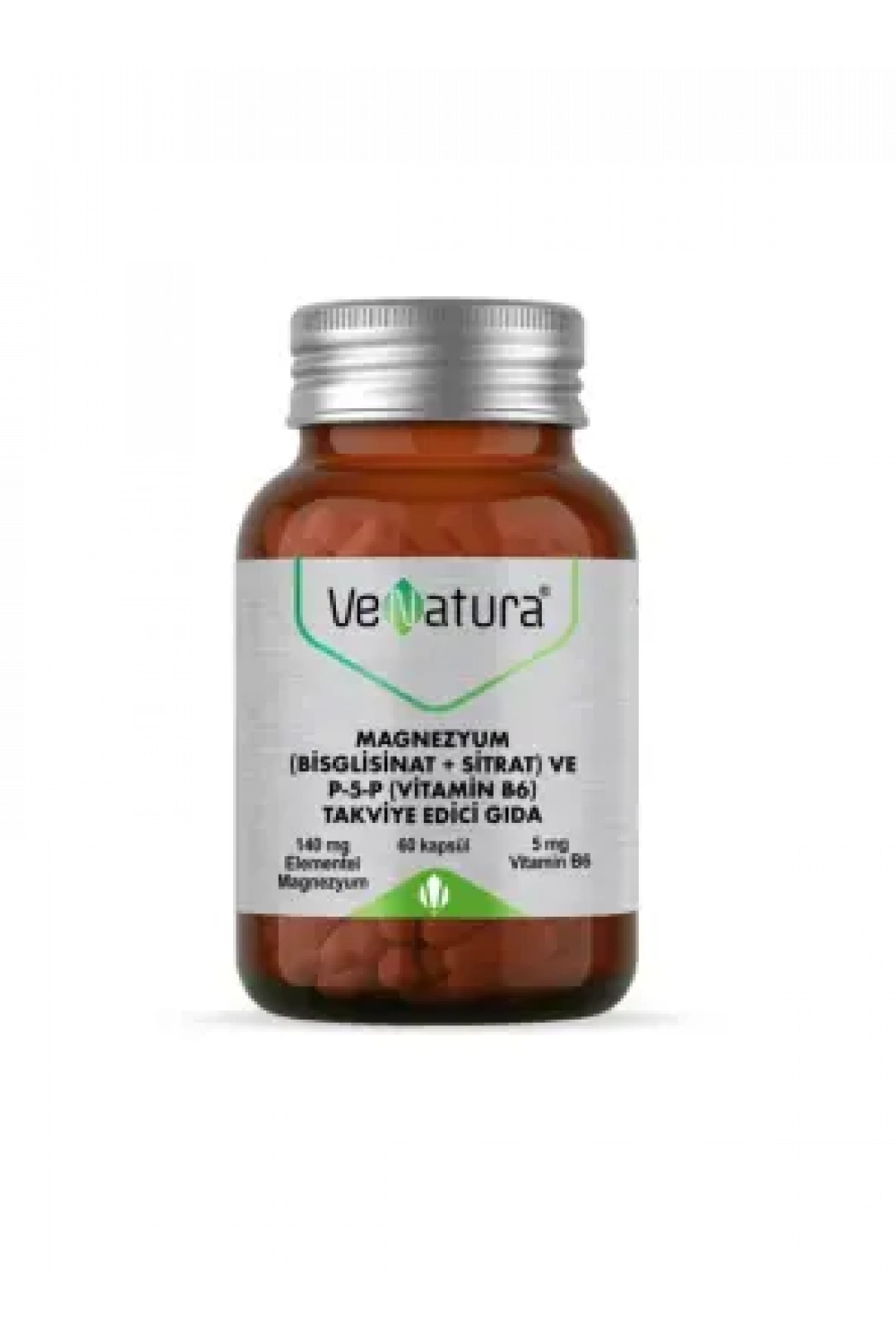 VeNatura Magnezyum -Bisglisinat+Sitrat- ve P5P -Vitamin B6- 60 Kapsül
