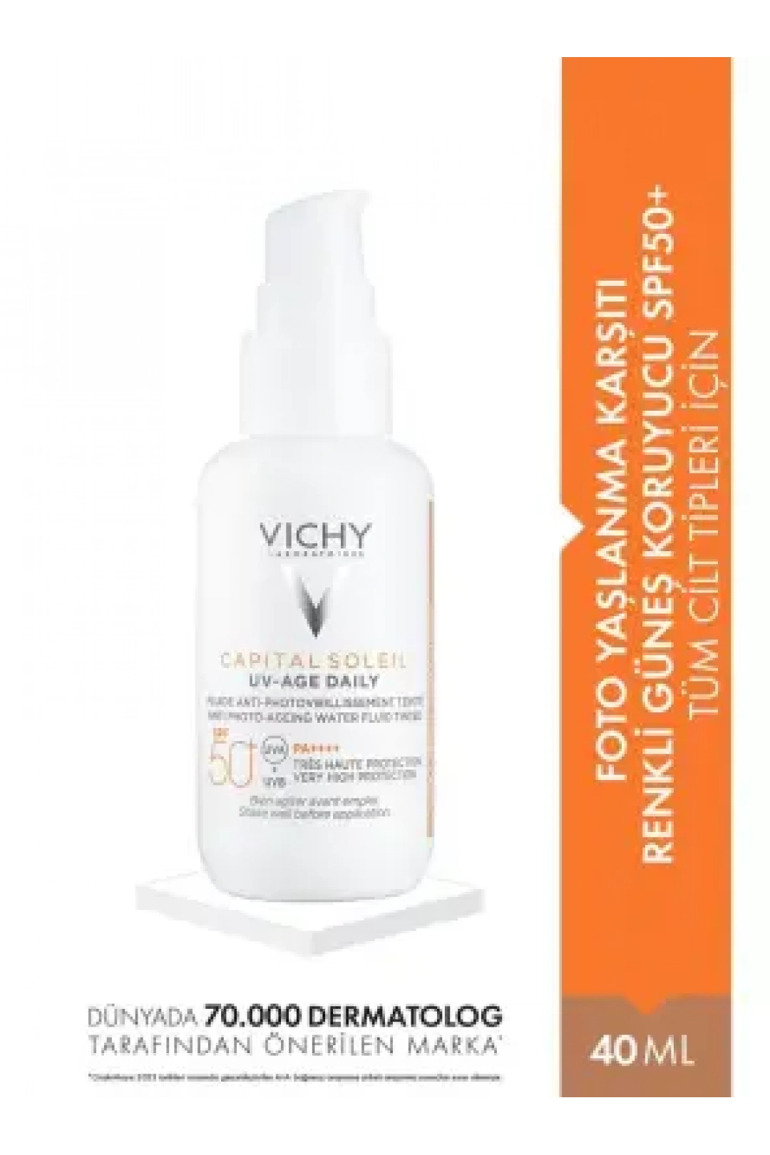 Vichy Capital Soleil UV -Age Daily-Spf 50+ Tinted Foto Yaşlanma Karşıtı Renkli Güneş Kremi 40 ml