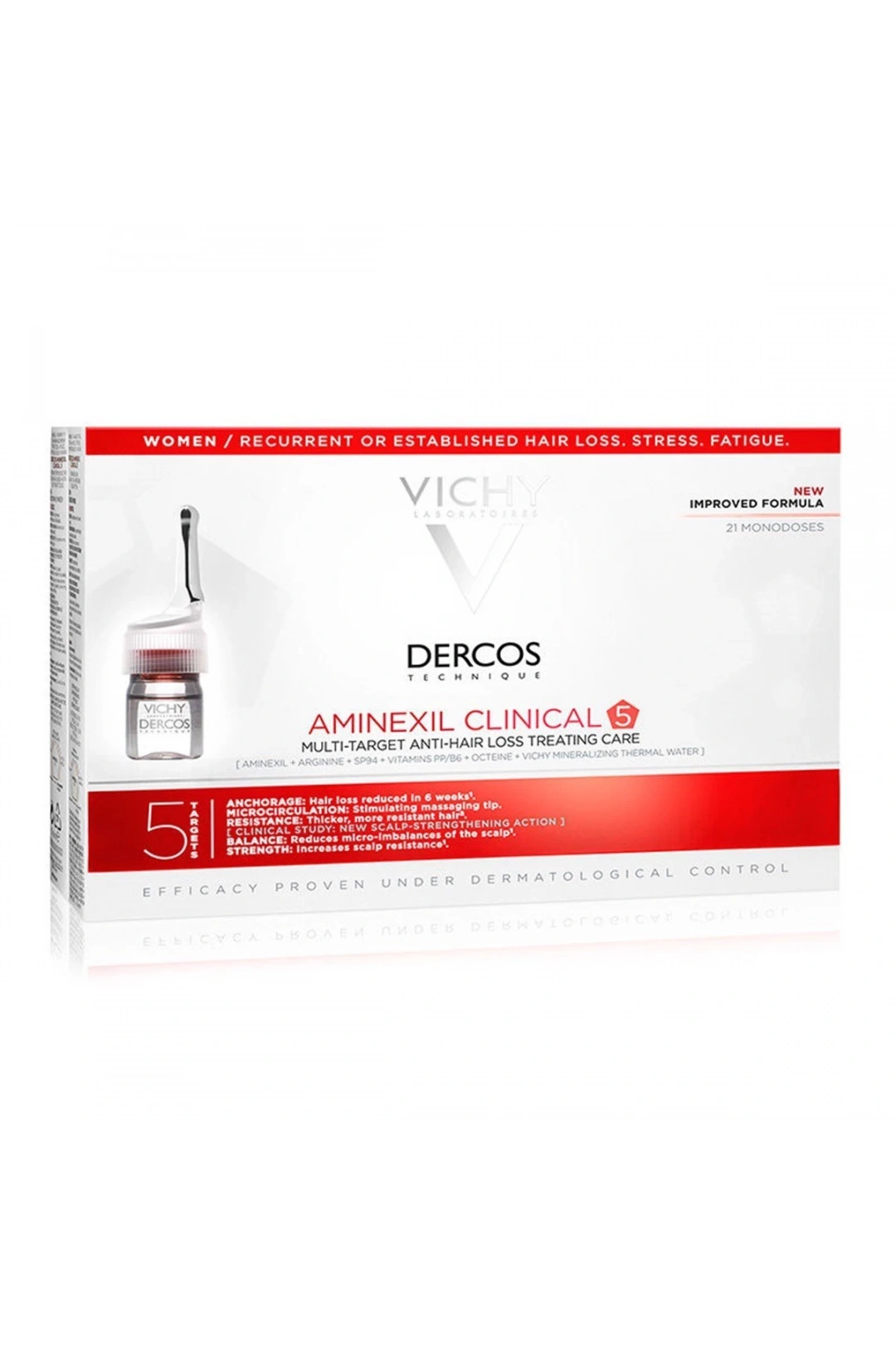 Vichy Dercos Aminexil Clinical 5 21x6ml - Kadınlar için Saç Dökülmesine Karşıtı Güçlendirici Serum