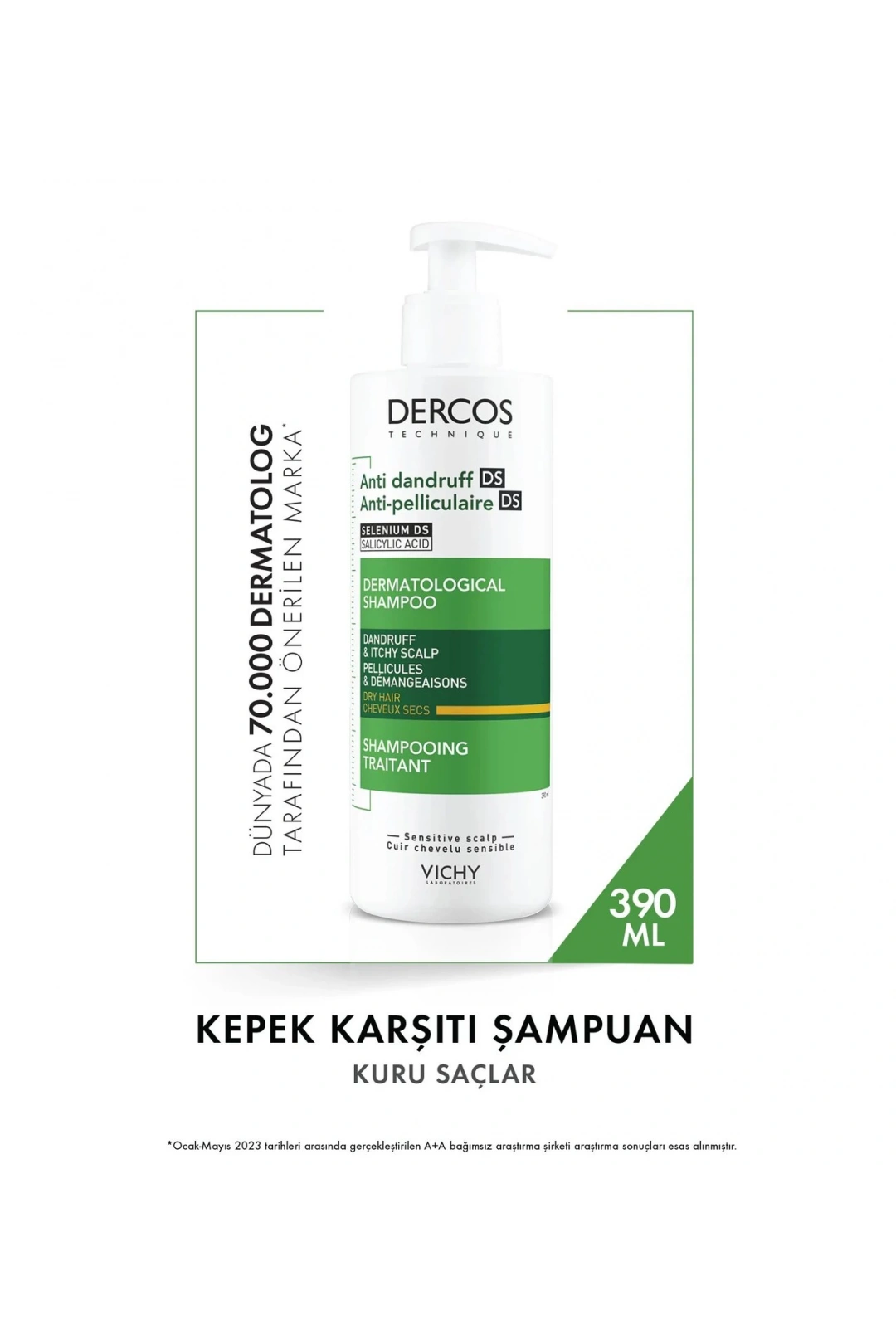 Vichy Dercos Kepek Karşıtı Şampuan -Normal-Yağlı saçlar- 390ml