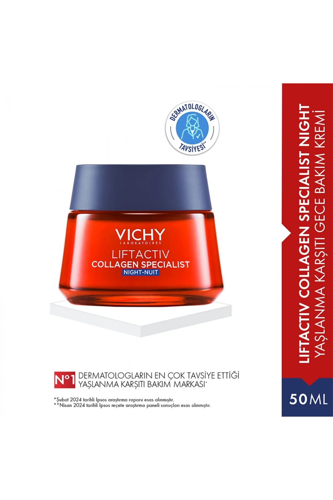 Vichy Liftactiv Collagen Specialist Yaşlanma Karşıtı Gece Bakım Kremi 50 ml