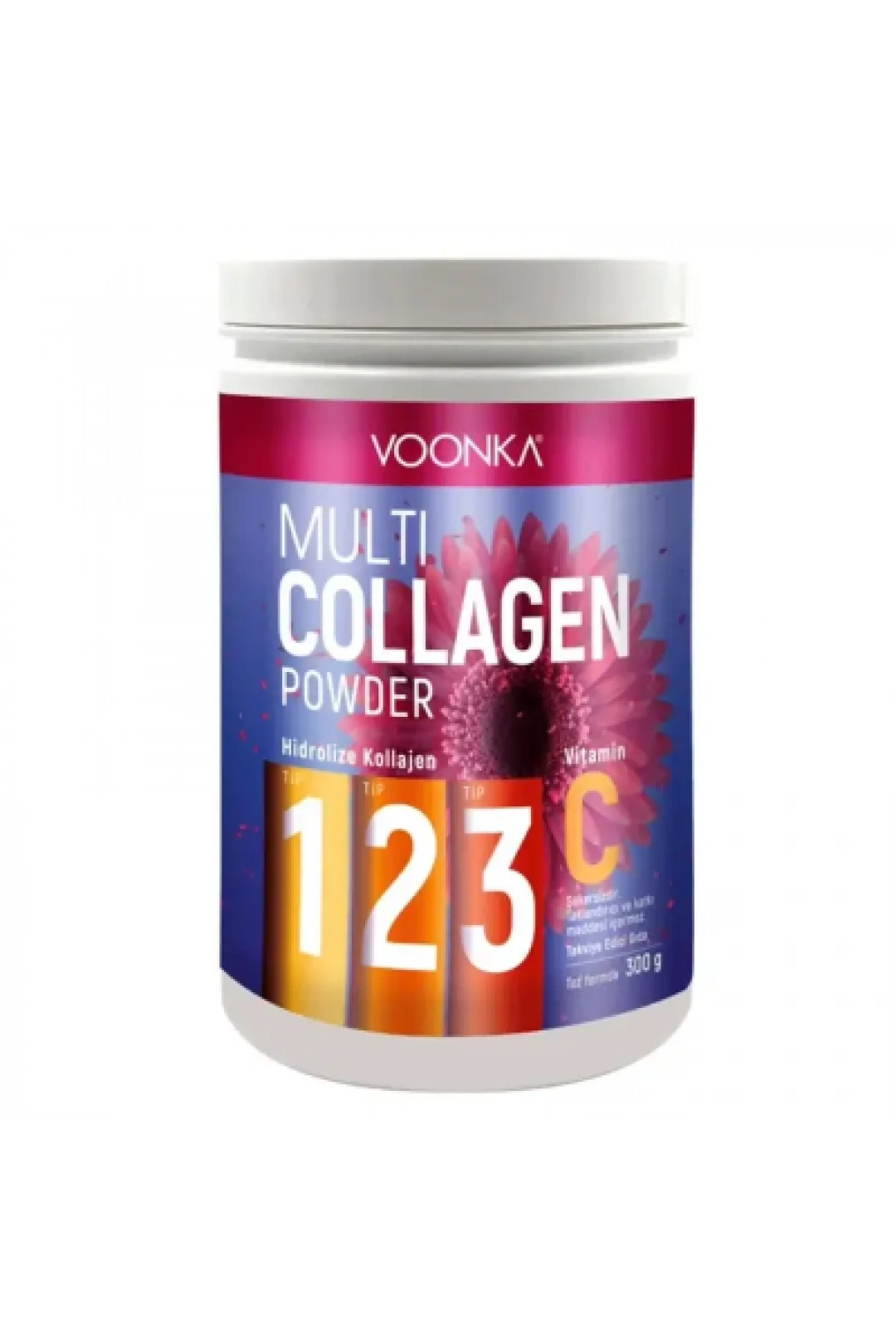 Voonka Multi Collagen Powder Hidrolize Kollajen Tip 1 2 3 Vitamin C 300 gr