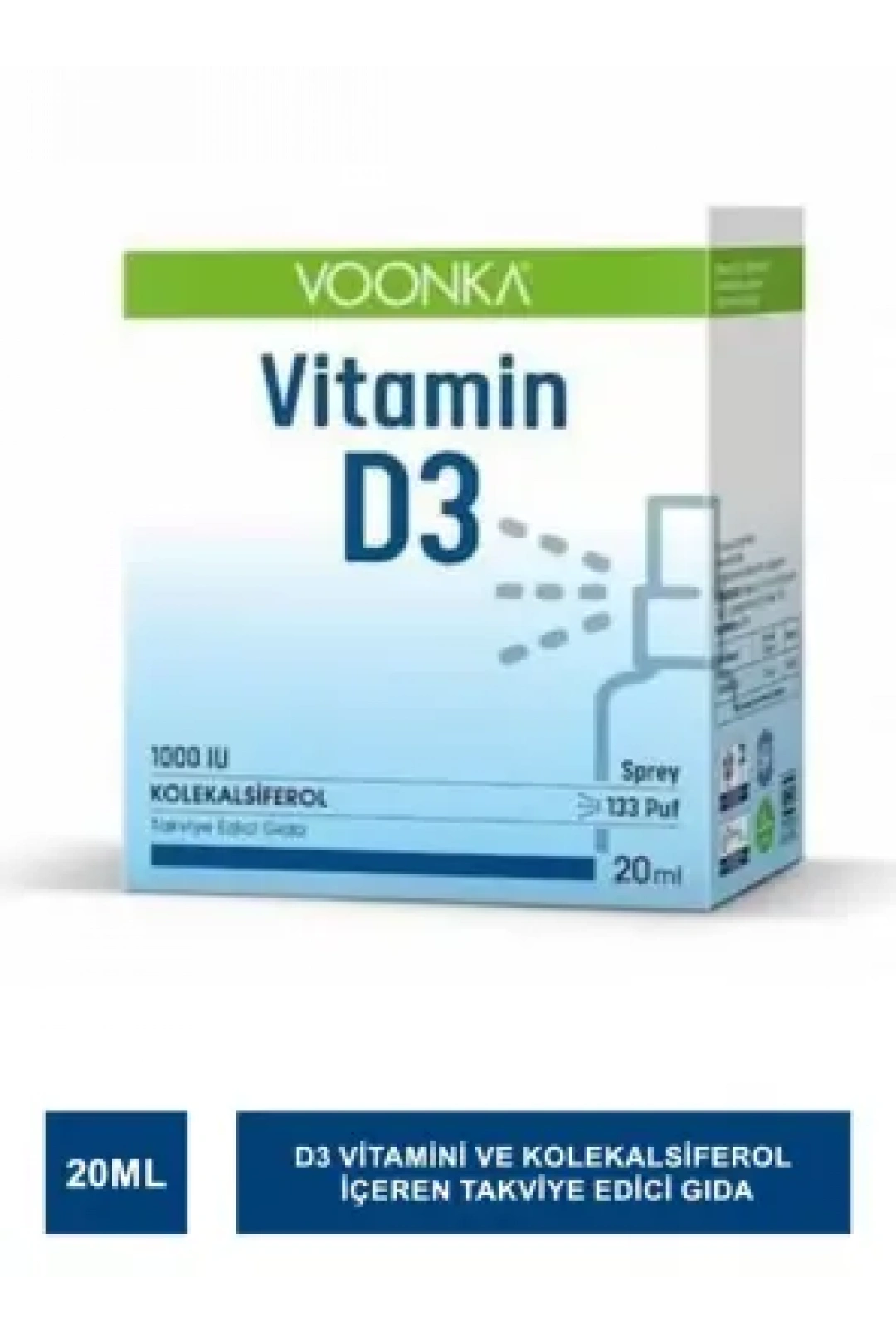 Voonka Vitamin D3 1000 IU Takviye Edici Gıda Sprey 20 ml