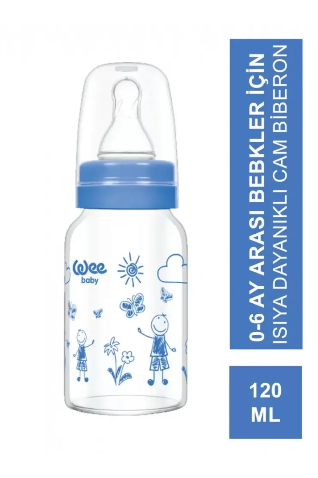 Wee Baby Isıya Dayanıklı Cam Biberon 0-6 Ay 120 ml - 770 -