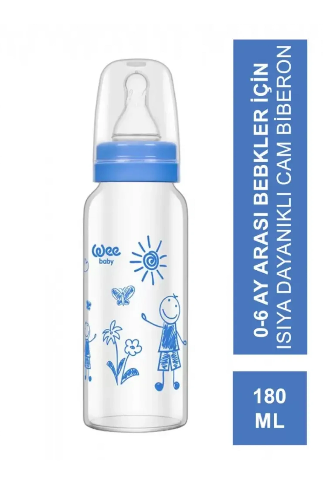 Wee Baby Isıya Dayanıklı Cam Biberon 0-6 Ay 180 ml - 771 -