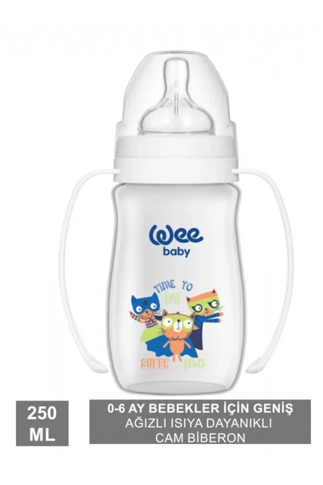 Wee Baby Klasik + Geniş Ağızlı Kulplu PP Biberon 0-6 Ay 250 ml 138