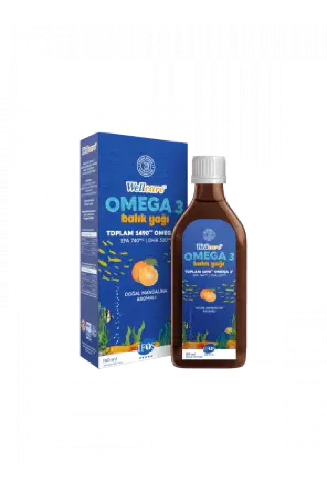 Wellcare Omega 3 Doğal Mandalina Aromalı Balık Yağı 150 ml
