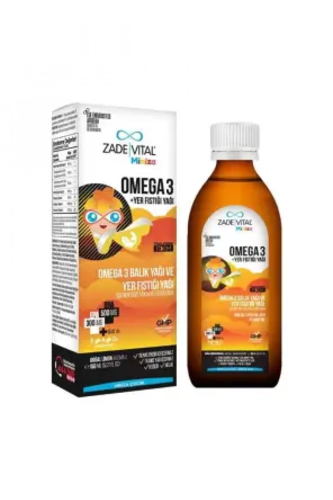 Zade Vital Miniza Omega 3 + Yer Fıstığı Yağı 150 ml Takviye Edici Gıda