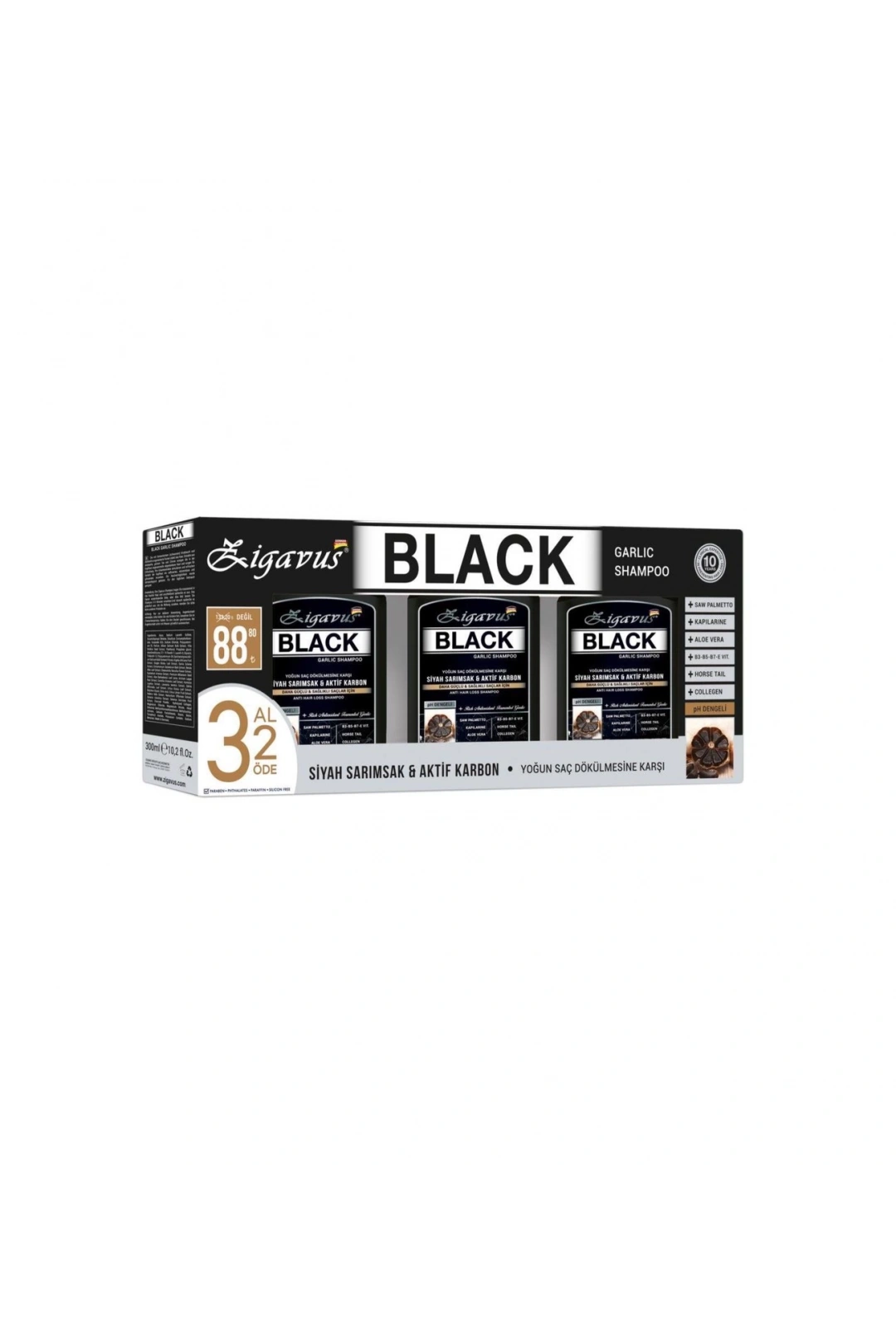 Zigavus Siyah Sarımsak ve Aktif Karbon Şampuan 300 ml | 3 AL 2 ÖDE