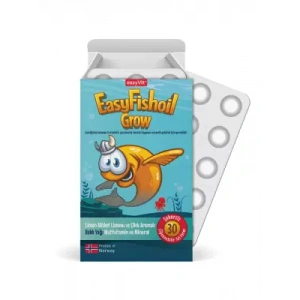 EasyFishoil Grow Balık Yağı - Limon&Çilek Aromalı - 30 Çiğnenebilir Jel Tablet