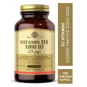 Solgar Vitamin D3 1000 IU 100 Yumuşak Kapsül