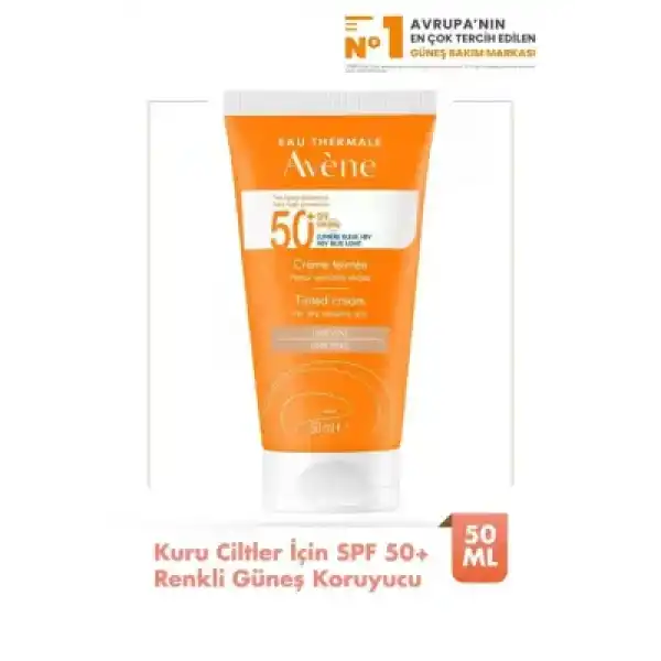 Avene Cream Kuru Ciltler için SPF 50+ Yüksek Korumalı Renkli Güneş Kremi 50 ml