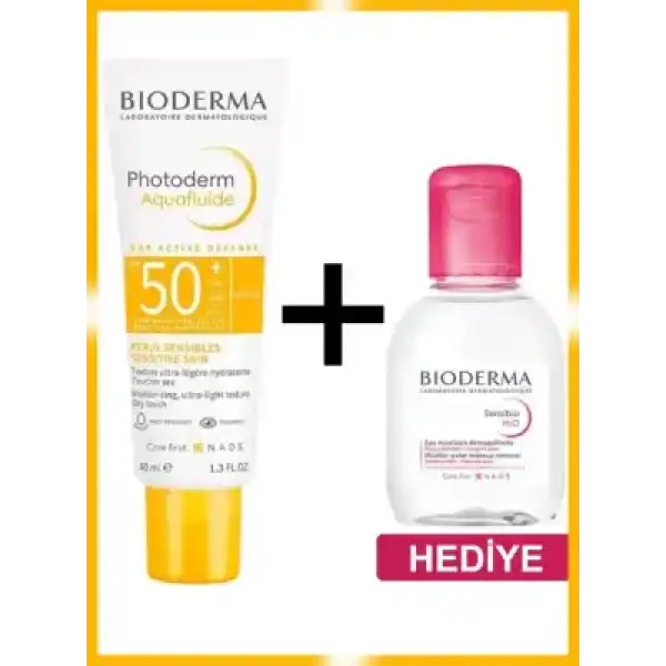 Bioderma Photoderm Aquafluid SPF50+ Tüm Ciltler Renksiz Güneş Kremi 40 ml - Sensibio H2o Hediye -