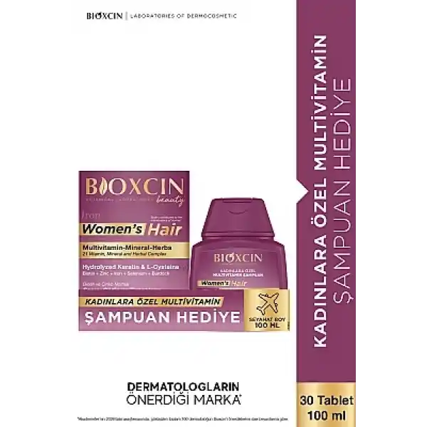 Bioxcin Womens Hair 30 Tablet + Seyahat Boy Multivitamin Şampuan Hediye