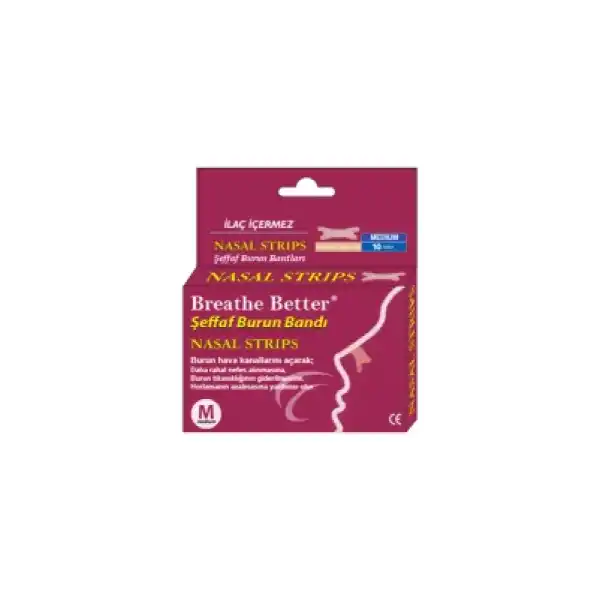 Breathe Better Şeffaf Burun Bandı 10 Adet - Medium