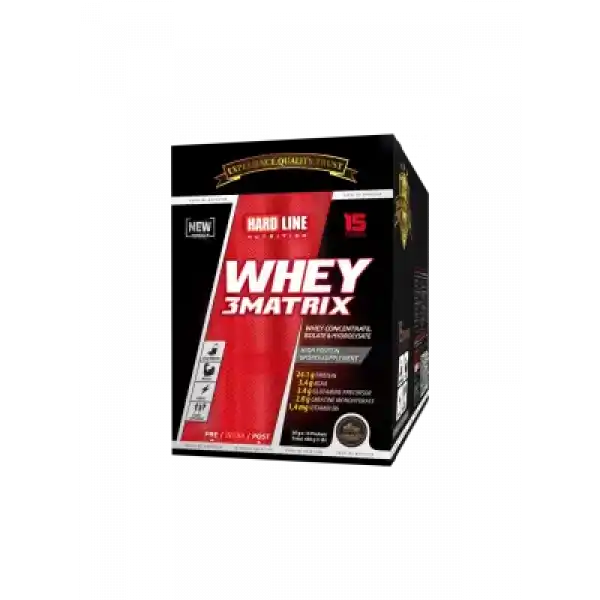 Hardline Whey 3Matrix - Çikolata Aromalı - 30gr x 15Adet - 450 Gr