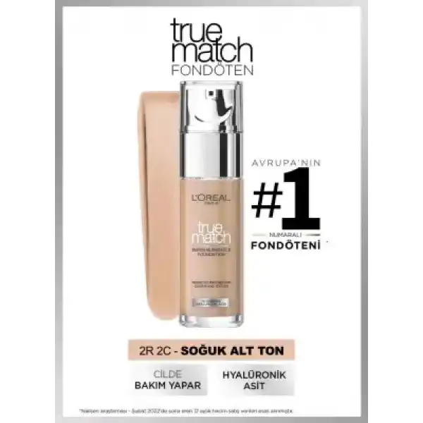 Loreal Paris True Match Bakım Yapan Fondöten - 2R2C Cool Undertone 30ml