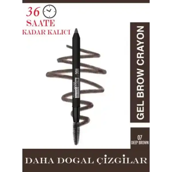 Maybelline New York Tattoo Brow 36H Kaş Kalemi 07 Deep Brown