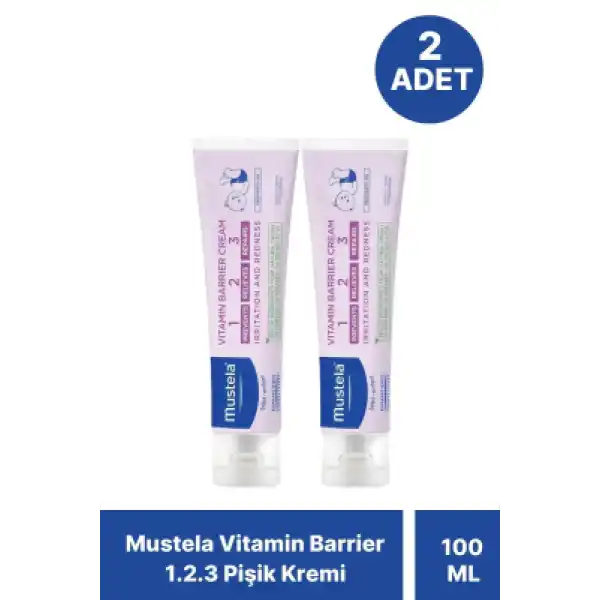 Mustela Vitamin Barrier 1-2-3 100 ml Pişik Kremi x 2 Adet