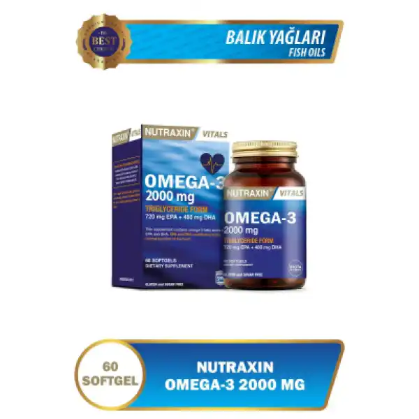Nutraxin Omega 3 Balık Yağı 2000 mg 60 SoftGel