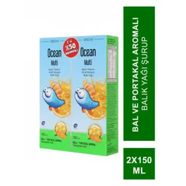 Outlet - Ocean Multi Şurup Balık Yağı Bal ve Portakal Aromalı 150 ml  - 2li Set -