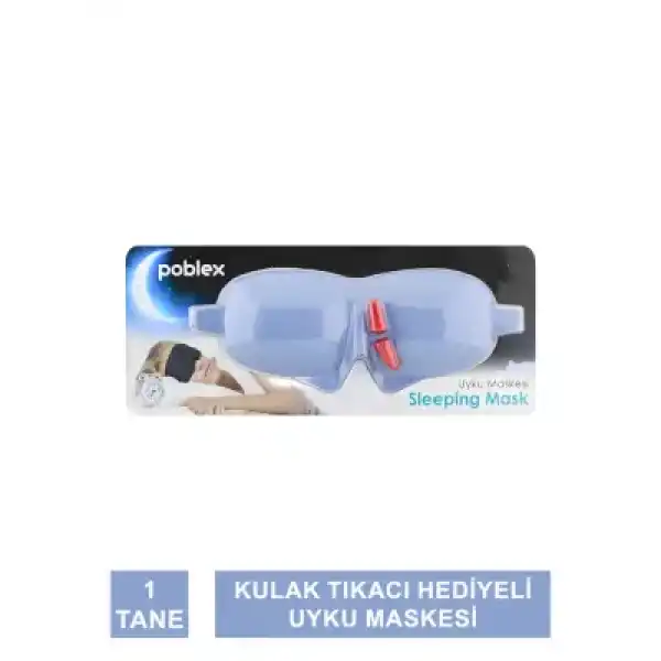 Poblex Uyku Maskesi Mavi - Kulak Tıkacı HEDİYE