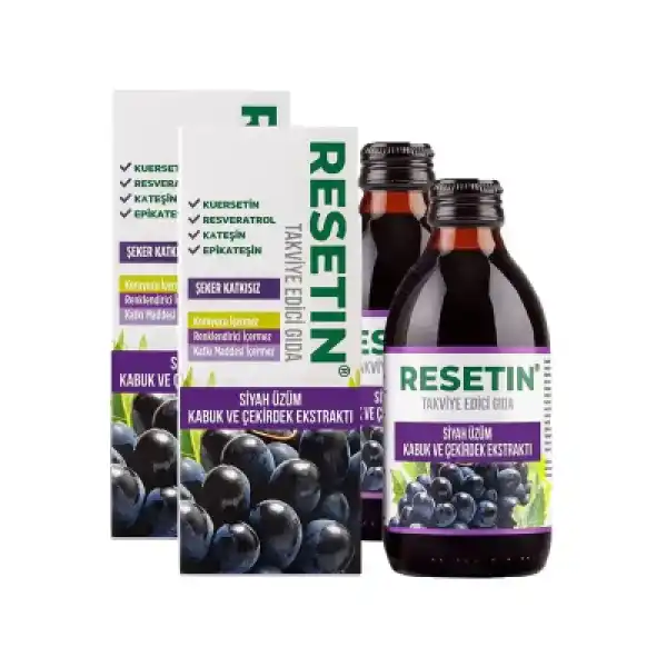 Resetin Siyah Üzüm Kabuk ve Çekirdek Ekstraktı 250 ml x 2 Adet