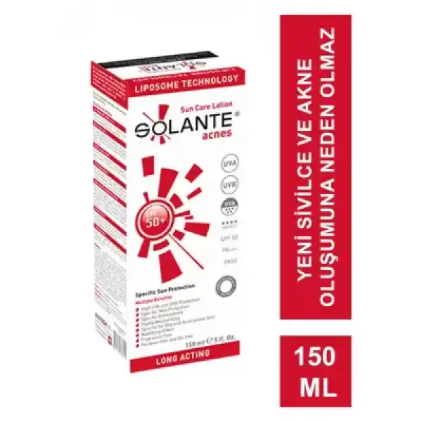 Solante Acnes Lotion Akne ve Sivilce Spf 50 150 ml