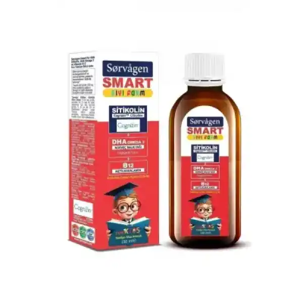 Sorvagen Smart Kids Sıvı Form - Sitikolin DHA Omega 3 Norveç Balık Yağı ve B12 - 150 ml