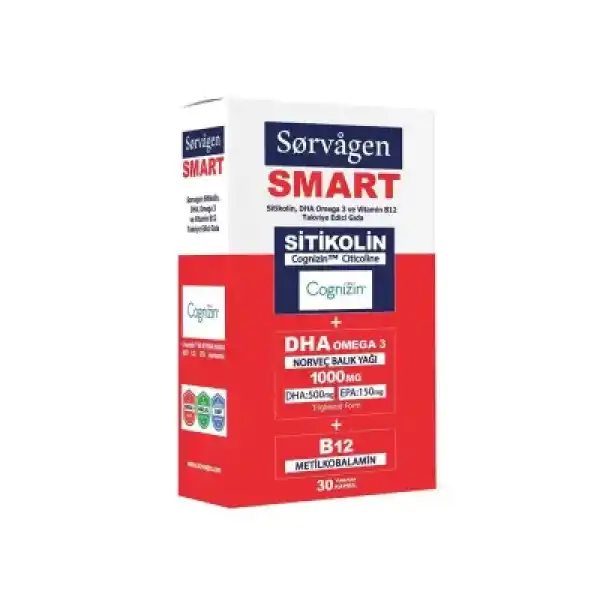 Sorvagen Smart Sitikolin DHA Omega 3 ve B12 30 Kapsül