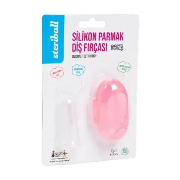 Steriball Silikon Parmak Diş Fırçası - Pembe Kap