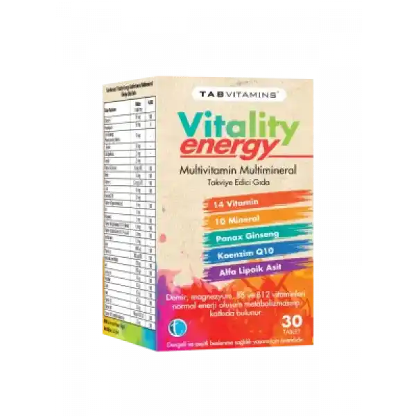 Tab İlaç Vitamins Vitality Energy 30 Tablet