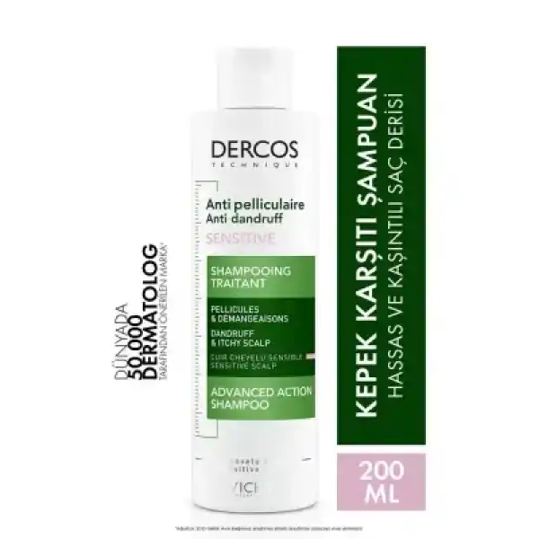 Vichy Dercos Anti-Pell Kepek Şampuanı Hassas ve Kaşıntılı Saç Derisi 200 ml.