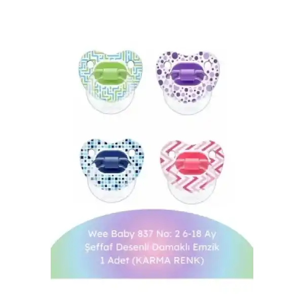 Wee Baby Şeffaf Desenli Damaklı Emzik 837 No: 2