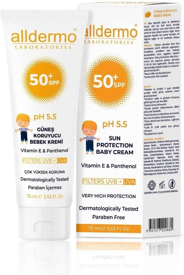 Alldermo Güneş Koruyucu Bebek Kremi SPF 50+ 75 ml - 2AL1ÖDE